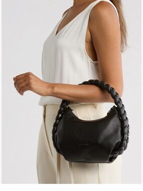 Dolce Vita Pippa 100% leather black pebbled braided purse handbag